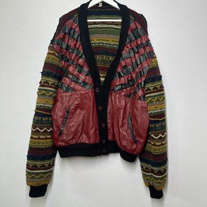 Vintage 80s 90s Grandpa Coogi Style Sweater Cardigan Front Details  XL